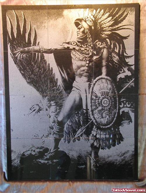 Warrior Aztec Tattoo Design