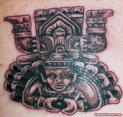 Unique Grey Ink Aztec Tattoo