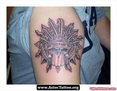Stylish Aztec Grey Ink Tattoo