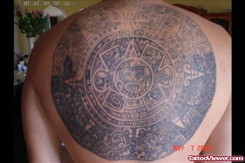 Quality Aztec Tattoo On Man Upperback