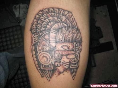 Amazing Grey Ink Aztec Tattoo