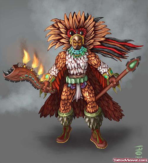 Cute Aztec Warrior Tattoo Design