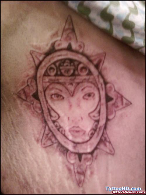 Aztec Women Head Tattoo