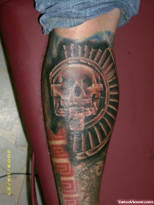 Dreadful Grey Ink Aztec Tattoo