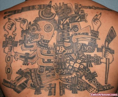 Aztec Warriors Tattoo On Back