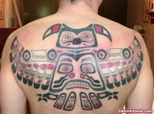 Aztec Eagle Tattoo On Upperback
