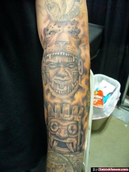 Jaguar Aztec Tattoo On Sleeve