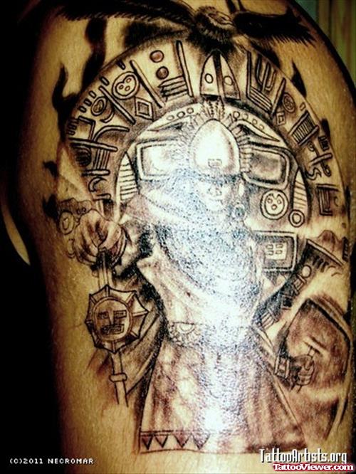 Grey Ink Aztec Left Shoulder