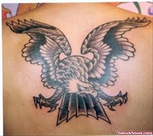 Aztec Eagle Tattoo On Man Upperback