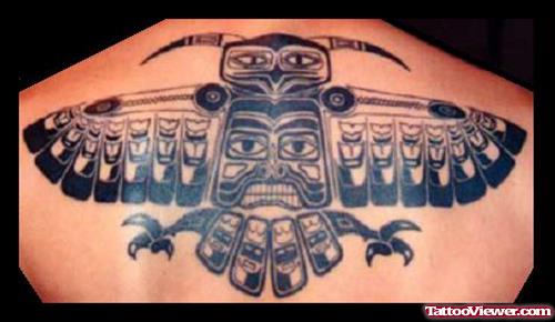 Aztec Bird Tattoo On Upperback