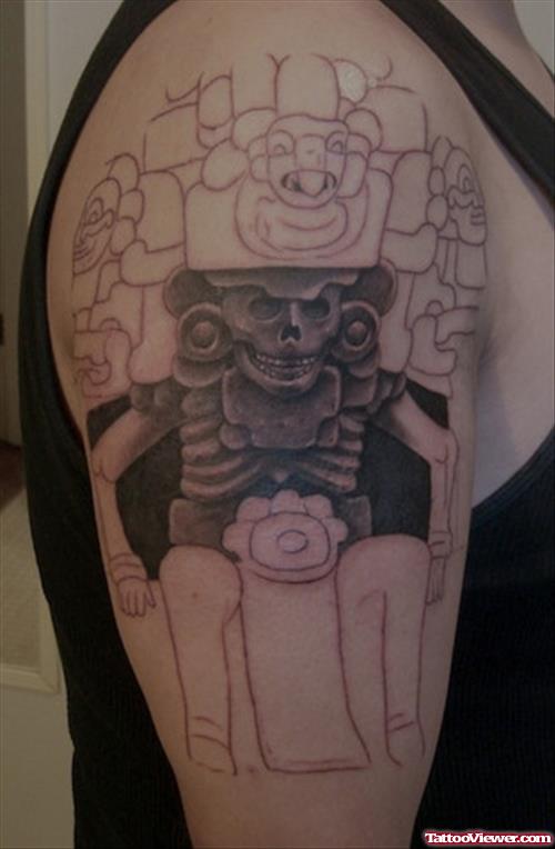 Amazing Aztec Tattoo On Right Half Sleeve