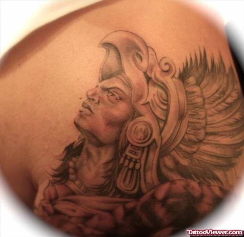 Cool Aztec Native Head Tattoo