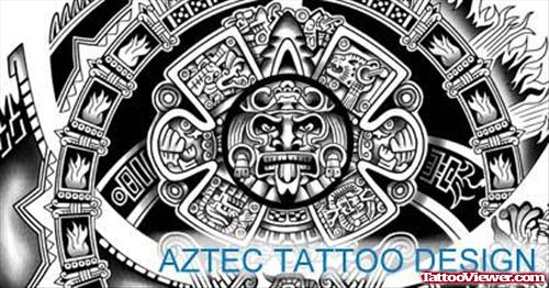Classic Grey Ink Aztec Tattoo Design