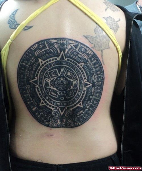 Black Aztec Tattoo On Back