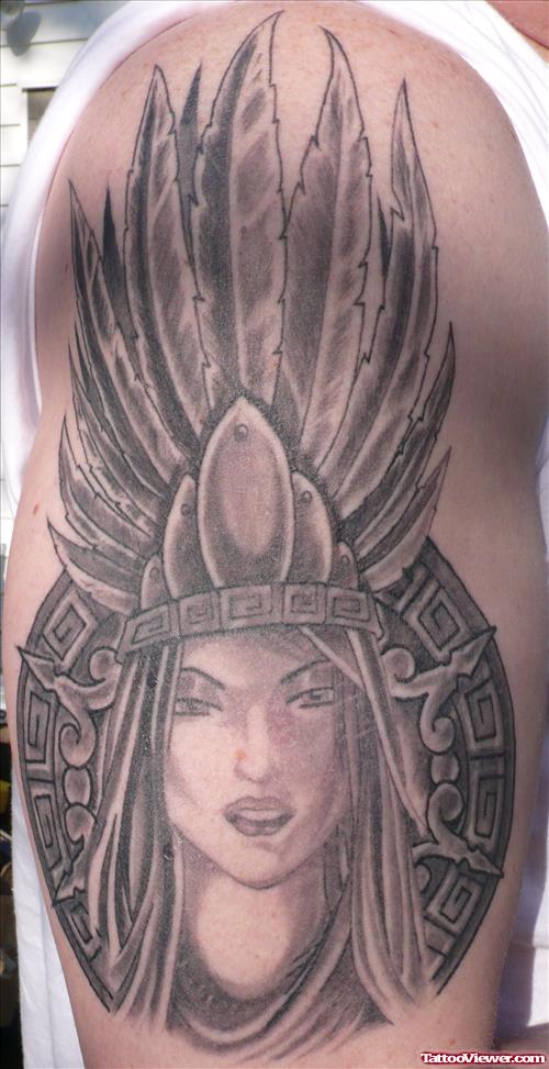 Aztec Girl Half Sleeve Tattoo