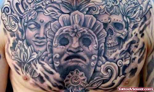 Awful Aztec Chest Tattoo
