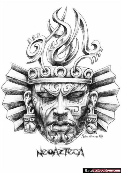 Aztec Head Tattoo Design