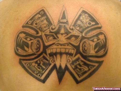 Awful Aztec Head Tattoo