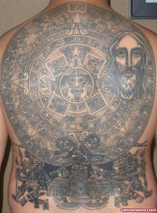 Aztec Tattoo On Full Back