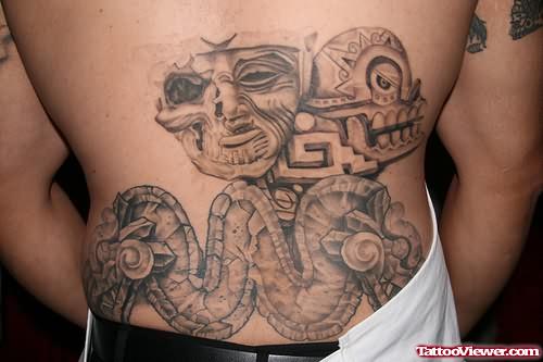 Aztec Tattoo Design On Lower Back