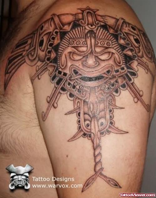 Aztec Wonderful Tattoo On Shoulder