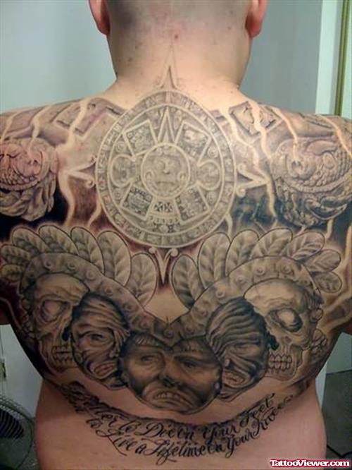 Aztec Beautiful Design Tattoo On Back
