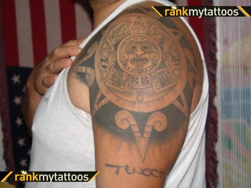 Quality Aztec Left Shoulder Tattoo