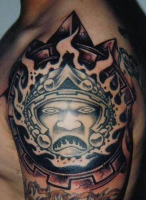 Aztec Angry Tattoo on Arm