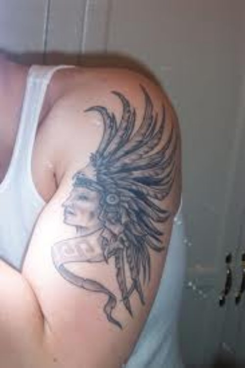 Superb Aztec Tattoo On Left Half Sleeve