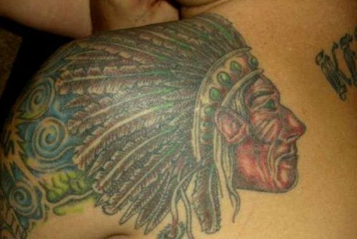 Aztec Tattoo On Back Shoulder