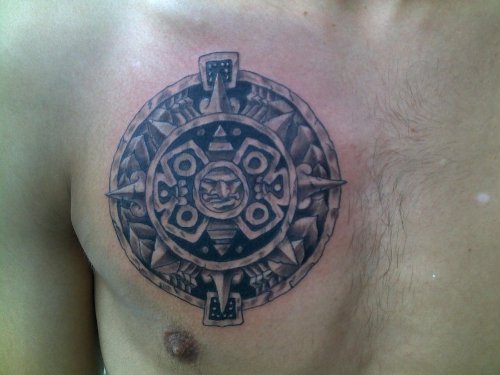 Aztec Chest Tattoo For Men