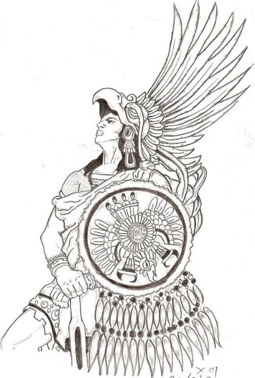 Aztec Eagle Warrior Tattoo Design