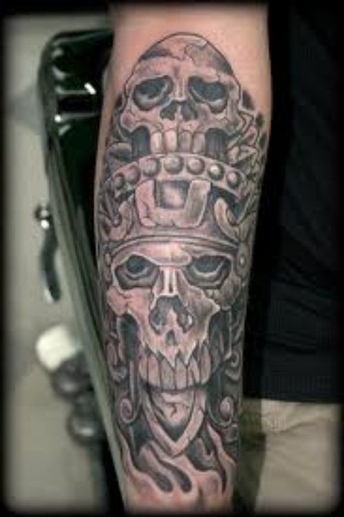 Sleeve Aztec Grey Ink Tattoo