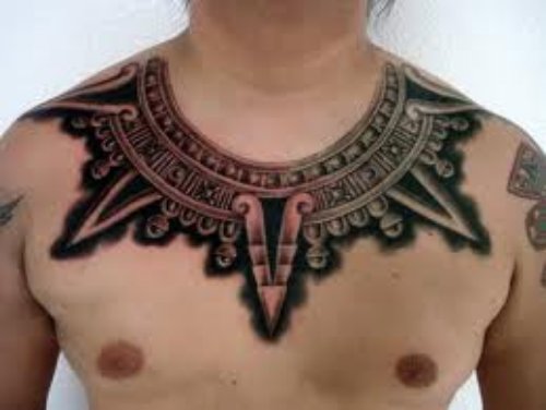Great Aztec Man Chest Tattoo
