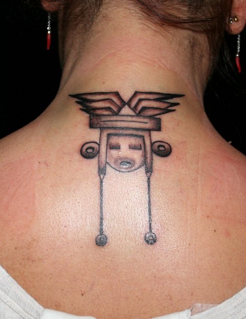 Fine Aztec Upperback Tattoo