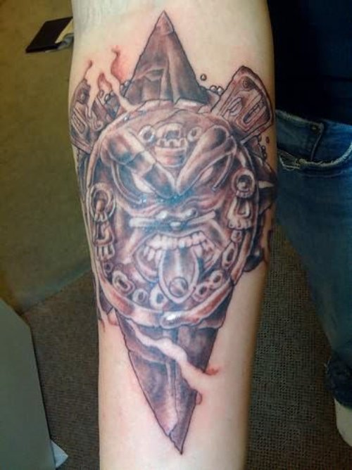 Angry Aztec Tattoo on Arm