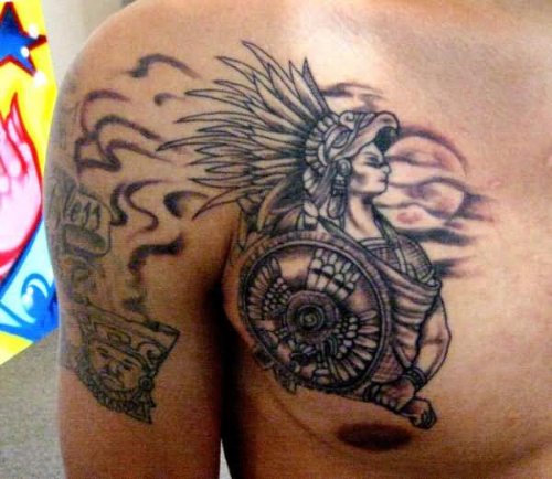 Aztec Flame Girl Tattoo