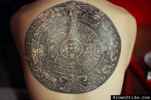 Aztec Sun Back Body Tattoo