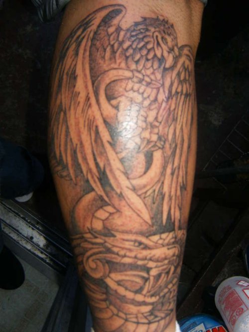 Nice Grey Ink Aztec Tattoo