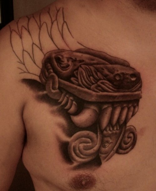 Amazing Aztec Collarbone Tattoo