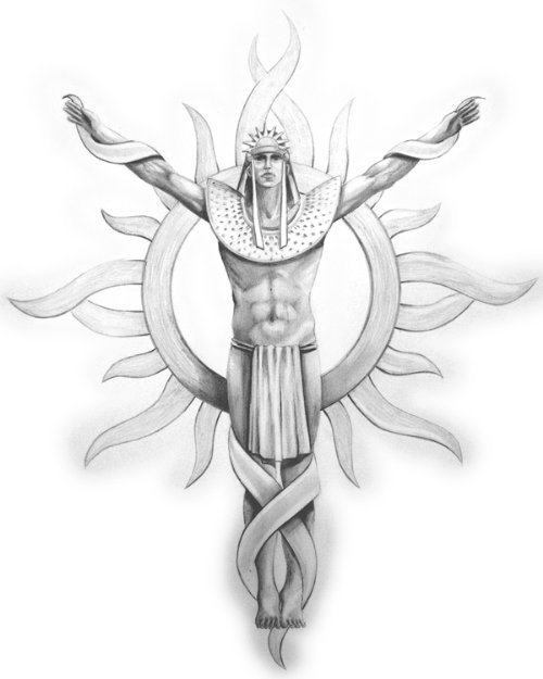 Aztec Sun And God Tattoo Design