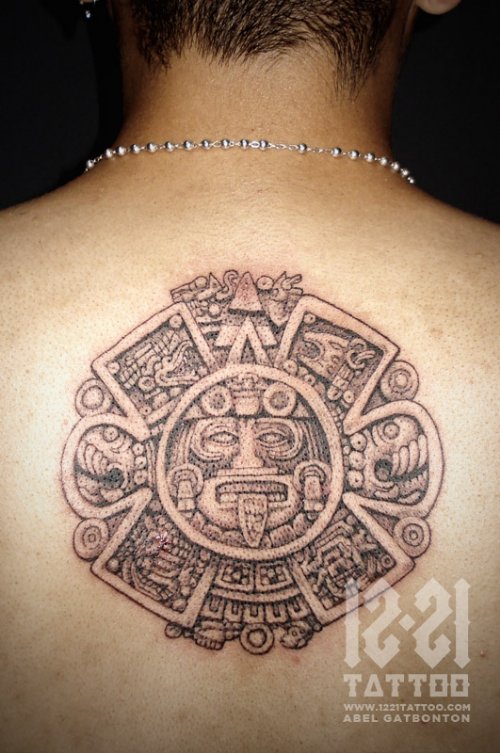 Quality Grey Ink Aztec Tattoo
