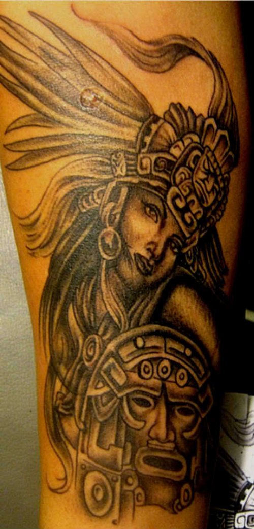 Aztec Warrior woman Tattoo