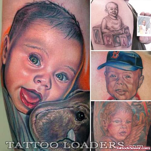 Colored Baby Tattoos Designs