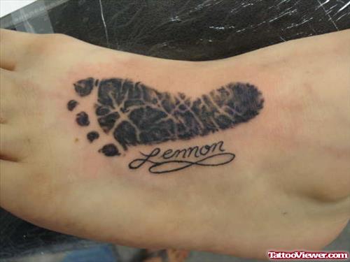 Baby Footprint Tattoo On Left Foot