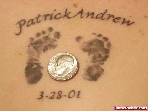 Patric Andrew Memorial Baby Footprints tattoo