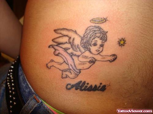 Flying Cherb Baby Angel Tattoo On Side