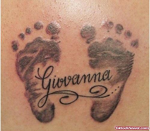 Baby Fottprints Tattoos On Back