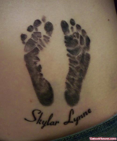 Grey Ink Footprints Tattoos