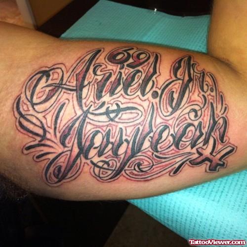 Baby Names Tattoo On Bicep